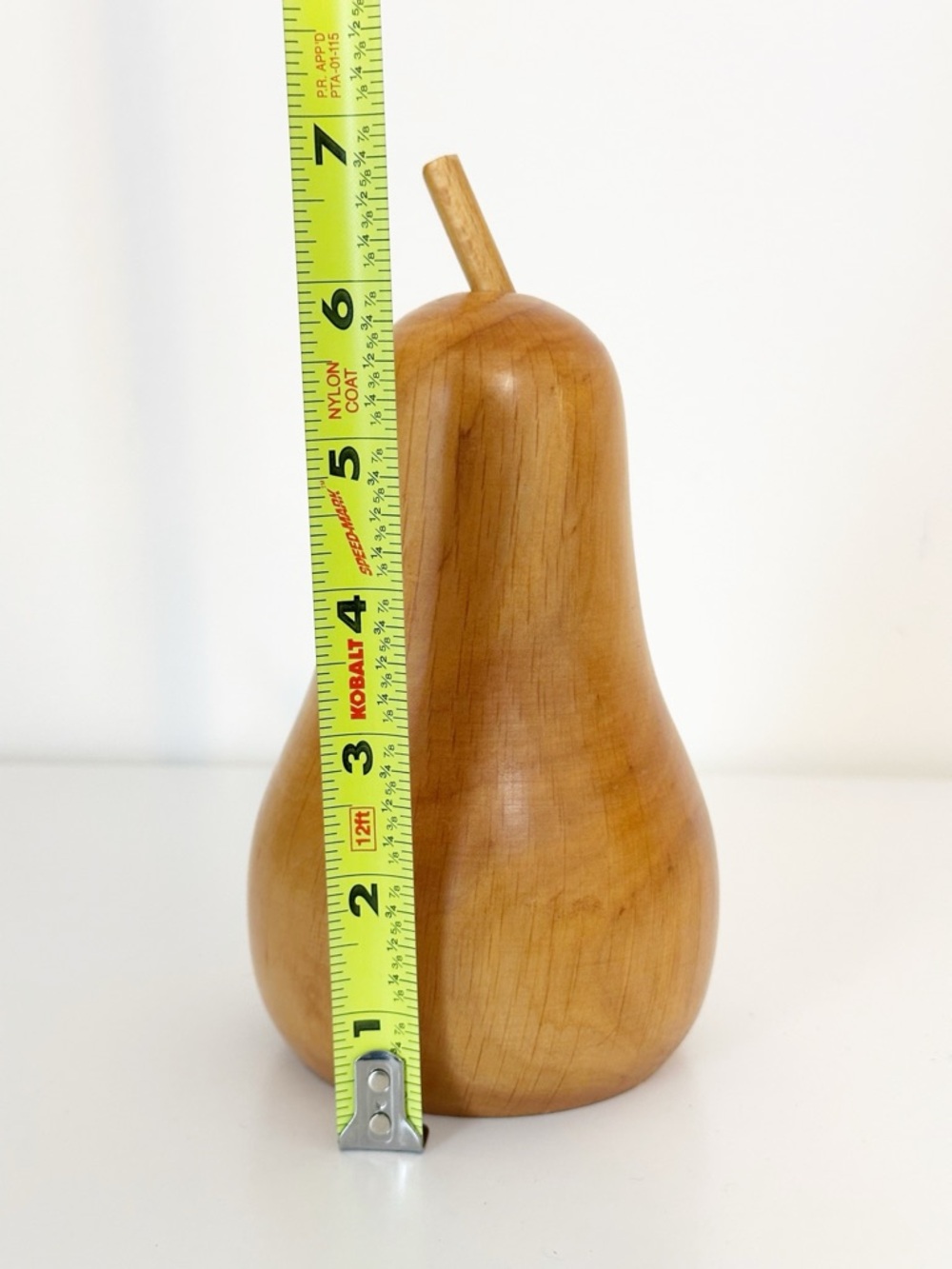 Vintage Hand Carved Solid Wood Decorative Pear Figurine - 7" - Picture 3 of 4